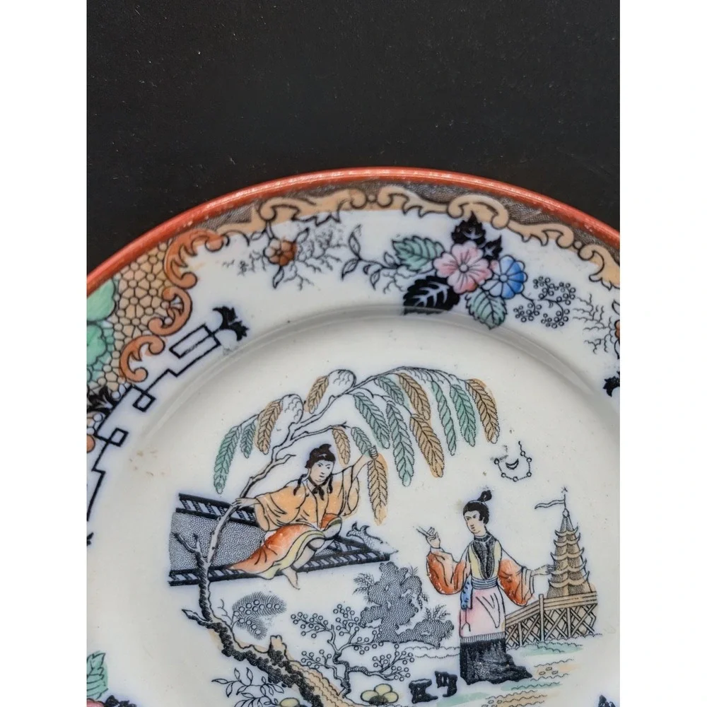 Antique K&G Luneville France Timor Chinoiserie Plate Ironstone Transferware